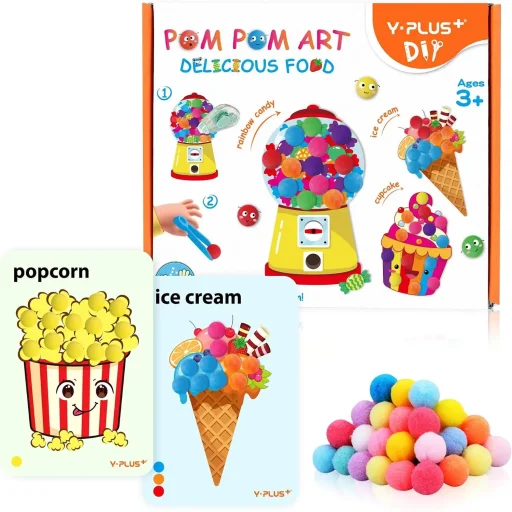واي بلس Pom Pom Art طقم أشغال يدوية بتصاميم الأطعمة - CP240800 Y-Plus Pom Pom Art Box Food Theme CP240800