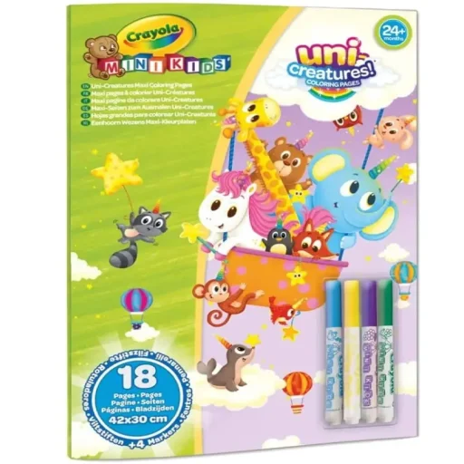 Crayola - صفحات تلوين ماكسي 18 صفحة مع 4 أقلام تلوين – يونـي كريتشرز Crayola - Maxi Coloring Pages 18P And Markers 4Ct Uni-Creatures