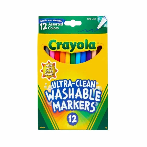 Crayola – 12 قلم تلوين رفيع الخط قابل للغسل Crayola - 12 Washable Markers Fineline