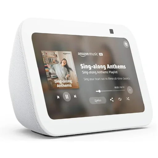 شاشة ذكية أمازون إيكو شو 5 الجيل الثالث مع أليكسا باللون الأبيض الجليدي Amazon Echo Show 5 3rd Gen Smart Display with Alexa - Glacier White