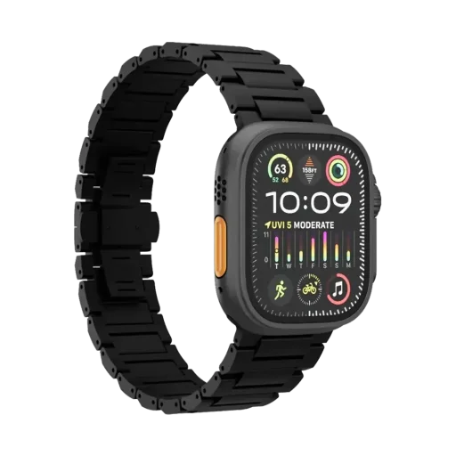 ليفلو – سوار ساعة آيريو تيتانيوم لساعة آبل 49/46 ملم – أسود Levelo Aerio Titanium Watch Strap for Apple Watch 49/46mm watch strap BLK