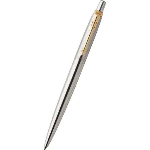 باركر قلم جاف جوترفضي مشبك ذهبي ستاندرد 1953182 Parker Jotter Standard Ballpoint Pen Silver with Gold Clip 1953182