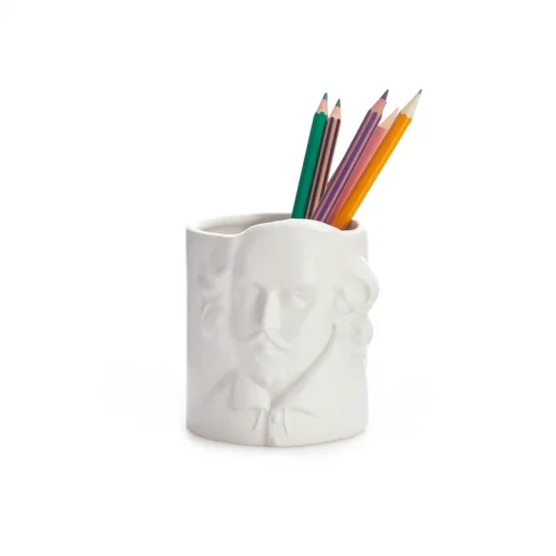حامل أقلام بالفي – ويليام شكسبير، باللون الأبيض، سيراميك Balvi Pen holder,William Shakespeare,white,ceramic