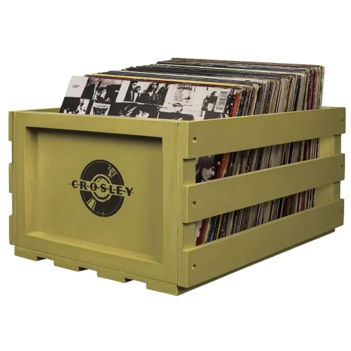 صندوق تخزين الأسطوانات من "كروسلي"  - لون أخضر مريمي Crosley Record Storage Crate - Sage