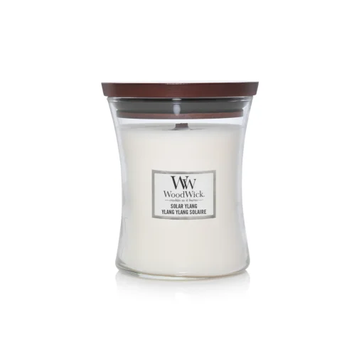 شمعة "وود ويك" (WoodWick) متوسطة بتصميم الساعة الرملية - زهرة اليلانج الشمسية WoodWick Hourglass Medium Candle - Solar Ylang