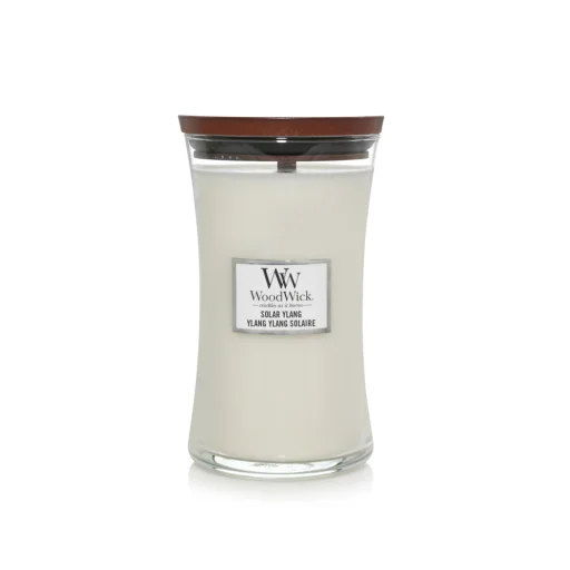 شمعة "وود ويك" (WoodWick) كبيرة بتصميم الساعة الرملية - زهرة اليلانج الشمسية WoodWick Hourglass Large Candle - Solar Ylang