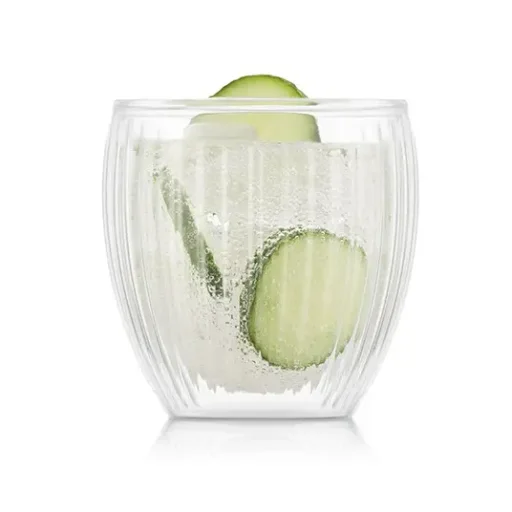 طقم أكواب "بودوم بافينا" بجدار مزدوج وتصميم مضلع سعة 200 مل - قطعتان Bodum Pavina Double Wall Glass with Ribs 200ml - 2-Piece Set