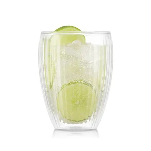 طقم أكواب "بودوم بافينا" بجدار مزدوج وتصميم مضلع سعة 320 مل - قطعتان Bodum Pavina Double Wall Glass with Ribs 320ml - 2-Piece Set