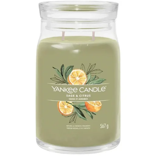 شمعة "يانكي كاندل" (Yankee Candle) الحجم الكبير (Signature Large Jar) - الميرمية والحمضيات Yankee Candle Signature Large Jar - Sage & Citrus