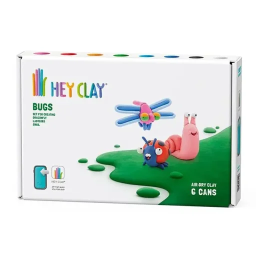 هي كلاي - حشرات: فرس النبي، حلزون، يرقانة، 6 علب HEY CLAY - Bugs: Mantis, Snail, Caterpillar 6 Cans