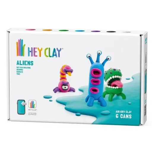 هي كلاي - الفضائيون: بيرجر، تريو، سكوربيو، 6 علب HEY CLAY - Aliens: Burger, Trio, Scorpio 6 Cans