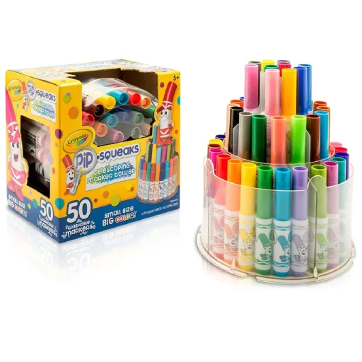 كرايولا - برج 50 قلم تلوين "بيب-سكويكس" قابل للغسل بتصميم تلسكوبي Crayola 50 Ct Telescoping Washable Pip-Squeaks® Markers Tower