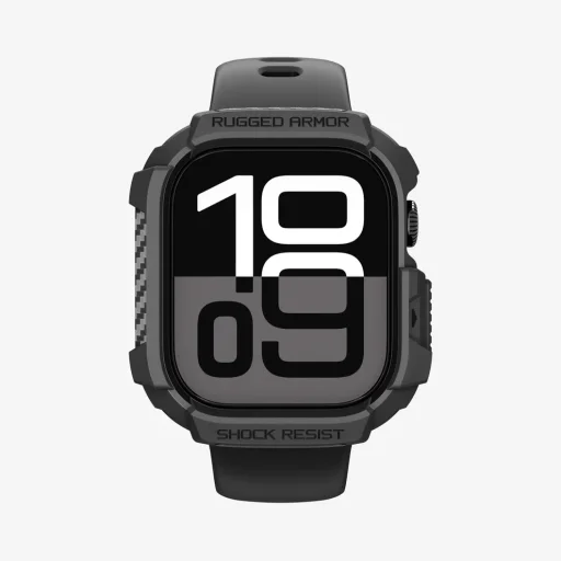 حافظة حماية سبيجن روغد آرمور 2 لساعة آبل إصدار السلسلة 11 مقاس 46 ملم - أسود مطفي Spigen Apple Watch Series 11 46mm Rugged Armor 2 Case - Matte Black