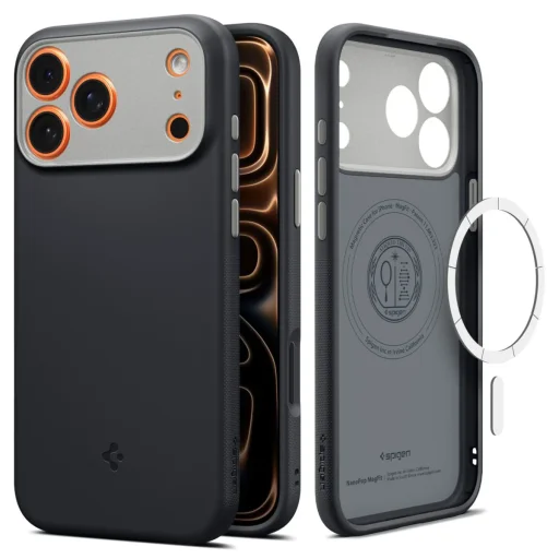 حافظة حماية سبيجن نانو بوب ماغ فيت لجهاز آيفون 17 برو ماكس - أسود Spigen iPhone 17 Pro Max Nano Pop MagFit Case - Black Sesame