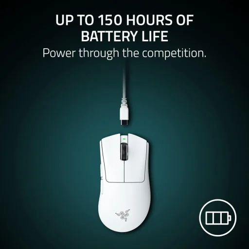ماوس ألعاب لاسلكي ريزر ديف أدر V4 برو - أبيض Razer DeathAdder V4 Pro Wireless Gaming Mouse - White