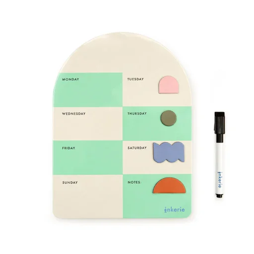 كيكر لاند لوحة ملاحظات أسبوعية مغناطيسية للمسح الجاف Kikkerland Magnetic Dry Erase Weekly Memo Board