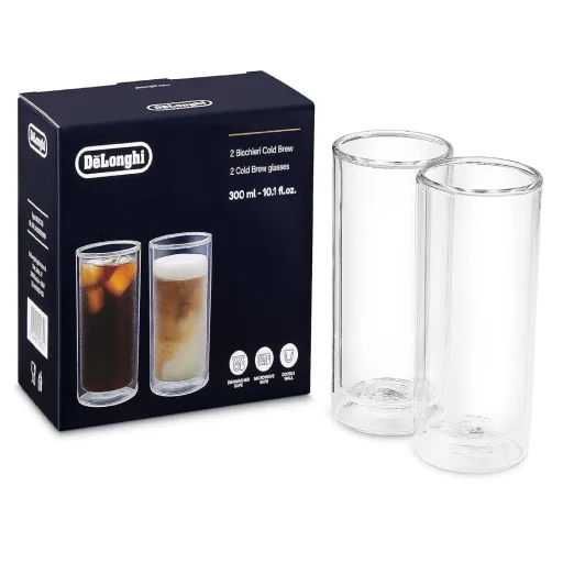 أكواب ديلونجي للقهوة الباردة بجدار مزدوج سعة 300 مل - طقم من قطعتين De'Longhi Double Wall Cold Brew Glasses 300ml - Set of 2