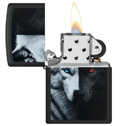 زيبو ولاعة وولف بلاك مات مضادة للرياح Zippo Wolf Black Matte Windproof Lighter