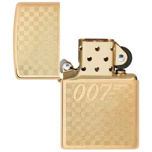 زيبو ولاعة جيمس بوند 007 جان لوجو براشد براس مضادة للرياح Zippo James Bond 007 Gun Logo Brushed Brass Windproof Lighter