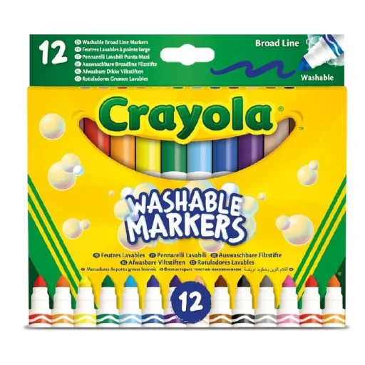 أقلام ماركر كرايولا ذات خط عريض قابلة للغسل - 12 قلم Crayola Washable Broad Line Markers - 12 Count
