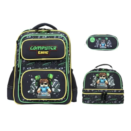 جلوسي بيرد حقيبة ظهر ماين كرافت + مقلمة GB5703 Glossy Bird Minecraft Bakcpack + Pencil Case GB5703