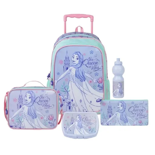 ديزني فروزن أجواء ملكة الثلج طقم حقيبة بعجلات 5 في 1 مقاس 18 بوصة - Bts265In1T01-18 Disney Frozen Ice Queen Vibes 5 In 1 Trolley Set 18" - Bts265In1T01-18