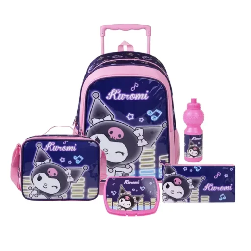 سانريو كورومي تحقق من الإيقاع طقم حقيبة بعجلات 5 في 1 مقاس 18 بوصة - Bts265In1T09-18 Sanrio Kuromi Check The Beat 5 In 1 Trolley Set 18" - Bts265In1T09-18