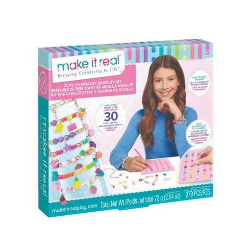 ميك إت ريل مجموعة صنع مجوهرات بحليات الصلصال Make It Real Clay Charm DIY Jewelry Kit