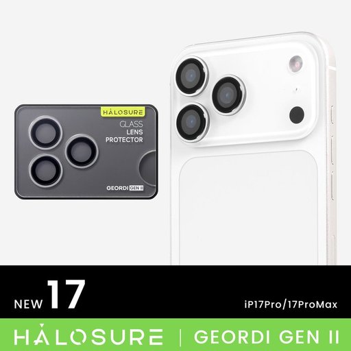 واقي عدسة كاميرا هلوشور GEORDI GEN II إطار ألمنيوم مع زجاج مقسى 9H+ iPhone 17 Pro / 17 Pro Max HaloSure GEORDI GEN II 9H+ iPhone 17 Pro 17 Pro Max Screen Protector