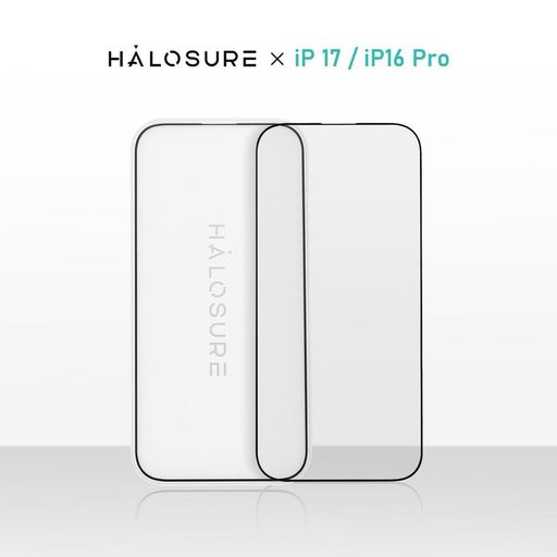 لاصق اصلي من هلوشور 2.5D لجهاز ايفون 17 / 16 برو حماية كاملة مقاوم للكسر HaloSure Screen Protector