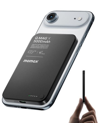 باور بانك Momax Q.Mag X لاسلكي مغناطيسي MagSafe نحيف بسعة 5000mAh وشحن 15W Momax Q.Mag X 5000mAh 15W Power Bank