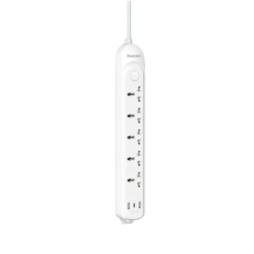 Huntkey توصيلة كهرباء بطول 3 أمتار مع منفذ USB-C طراز DMA507 Huntkey DMA507 Universal Power Strip with 5 Universal Outlets, 2 USB-A and 1 USB-C, Surge/Overload Protection - 2500W, 3m