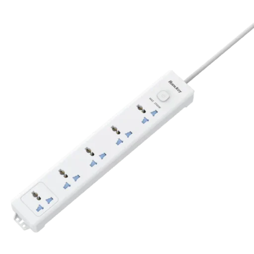 Huntkey توصيلة كهرباء بـ 5 مخارج 5 أمتار طراز DMB501 Huntkey DMB501 5-Outlet Universal Power Strip with Surge Protection - 2500W, 5m