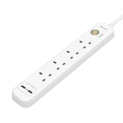 هانتكي SUC507 مشترك كهرباء 2 متر Huntkey SUC507 Surge-Protected Power Strip - 4 UK Outlets + 2 USB-A Ports, 13A/3250W