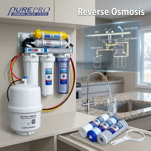 منظومة تنقية المياه بيور برو 7 مراحل مع خزان 3.2 غالون PurePro 7-Stage Reverse Osmosis Water Purification System with 3.2G Tank