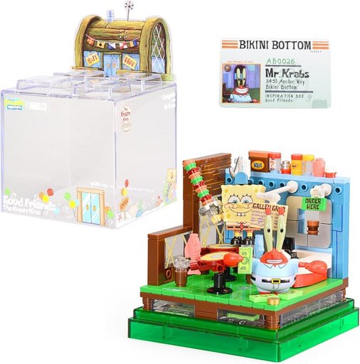 مطعم مستر سلطع مع صندوق عرض أكريليك SpongeBob Krusty Krab Restaurant with Acrylic Display Box