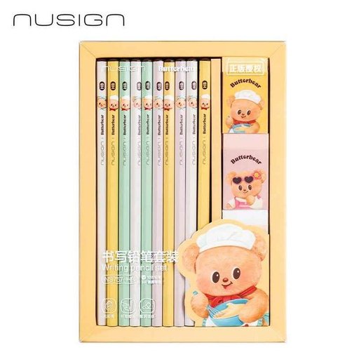 طقم 10 أقلام رصاص وممحاتين بتصميم الدب اللطيف 10 Pencils with 2 Cute Bear Erasers