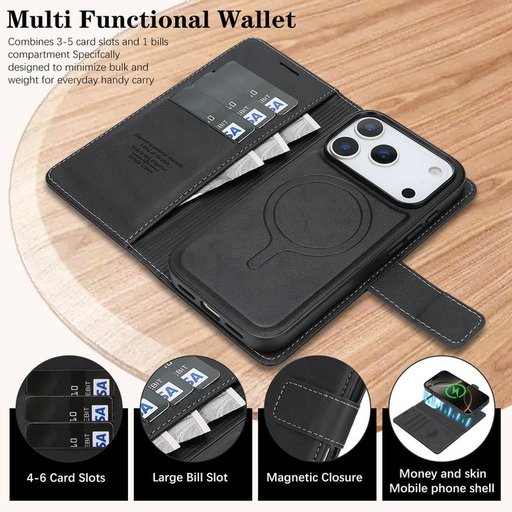 كفر دفتري ماك سيف قابل للفصل مع محفظة لجهاز ايفون 17 برو Dekker Case iPhone 17 Pro