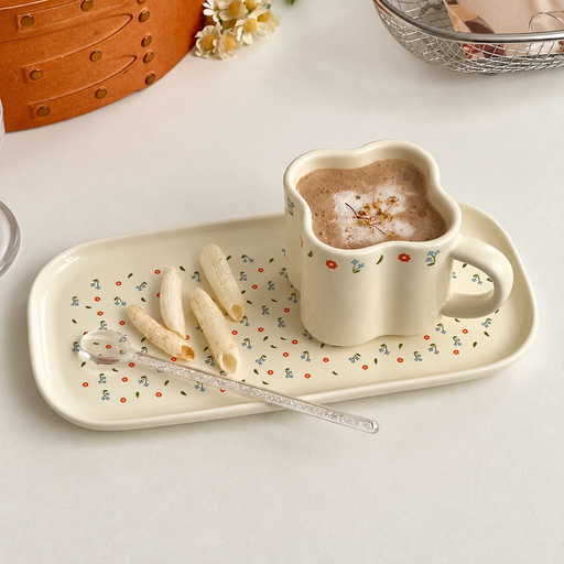 طقم كوب وصحن سيراميك وردة التوليب – 120 مل Tulip Ceramic Cup and Plate Set – 120 ml