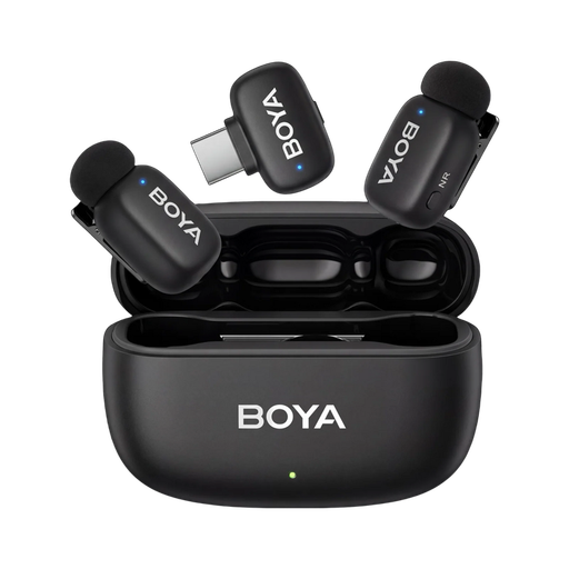 مايكروفون لاسلكي BOYA mini 2 لاقطة مزدوج Type-C مع علبة شحن وعزل ضوضاء AI BOYA Mini 2 Wireless Microphone
