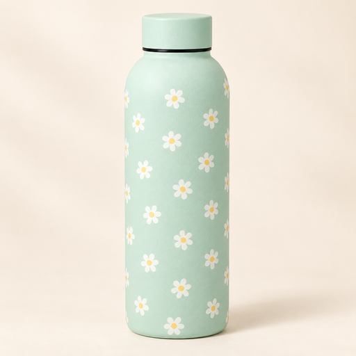 مطارة ماء بنقشة الأقحوان – أخضر فاتح Daisy Pattern Water Bottle – Light Green