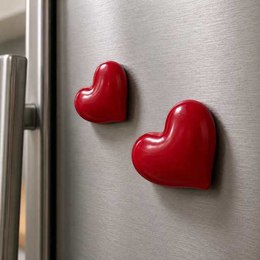 طقم مغناطيس ثلاجة القلوب الحمراء – قطعتان Red Heart Fridge Magnet Set - 2 Pieces