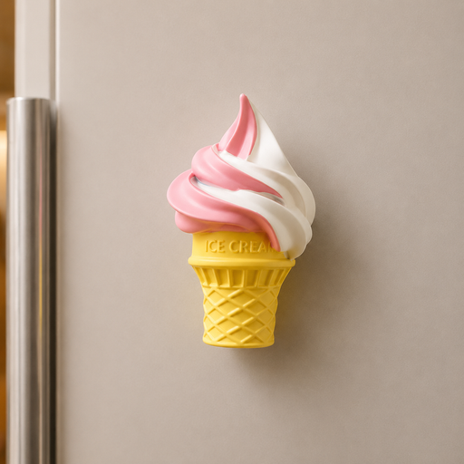 مغناطيس ثلاجة آيس كريم الفراولة والفانيلا Strawberry and Vanilla Ice Cream Fridge Magnet