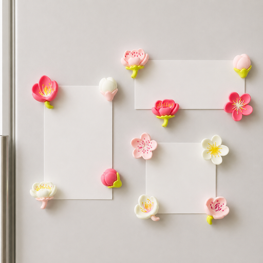 طقم مغناطيس ثلاجة زهور متنوعة – 12 قطعة Assorted Flower Fridge Magnet Set - 12 Pieces