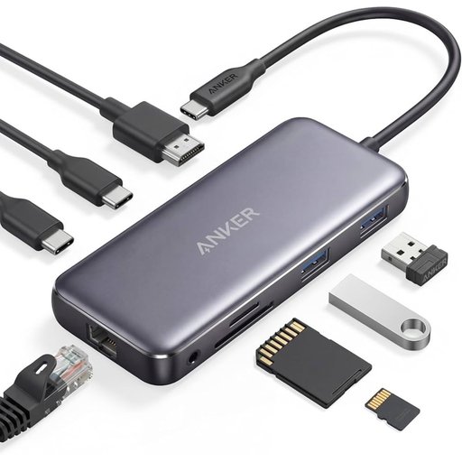 محطة توصيل Anker 555 USB-C (8 في 1) ومحول PowerExpand، يدعم دقة 4K بمعدل تحديث 60 هرتز عبر HDMI Anker 555 USB-C Docking Hub (8-in-1) PowerExpand Adapter, 4K 60Hz HDMI