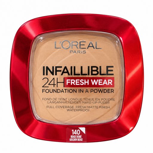بودرة لوريال باريس إنفاليبل 24 ساعة فريش وير L’Oréal Paris Infallible 24H Fresh Wear Foundation in a Powder – 140 Golden Beige
