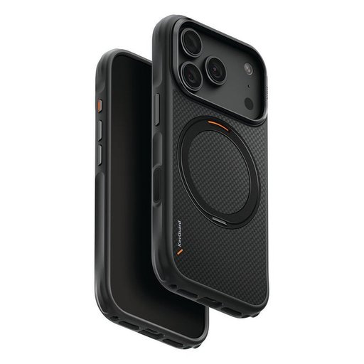 يونيك Keva MŌV حافظة حماية مغناطيسية مع مسند Mōvix دوّار 360° لهاتف iPhone 18 Pro - أسود كربوني
