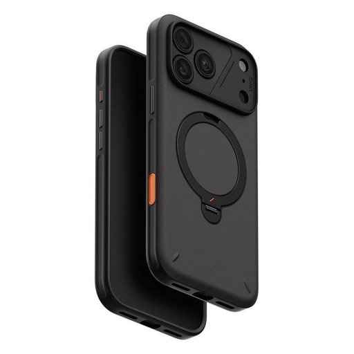 يونيك Elix حافظة هجينة مع مسند Mōvion قابل للقلب 180° والدوران 360° لهاتف iPhone 18 Pro Max - رمادي فحمي
