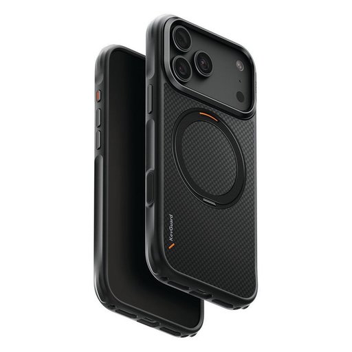 يونيك Keva MŌV حافظة حماية مغناطيسية مع مسند Mōvix دوّار 360° لهاتف iPhone 18 Pro Max - أسود كربوني