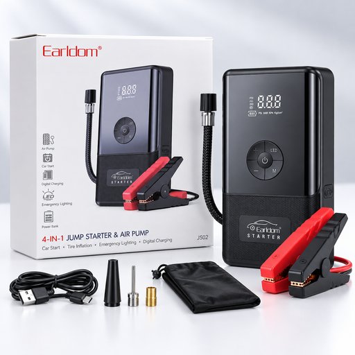 جهاز إيرلدوم لتشغيل السيارة ونفخ الإطارات JS02 Earldom JS02 Jump Starter & Air Pump